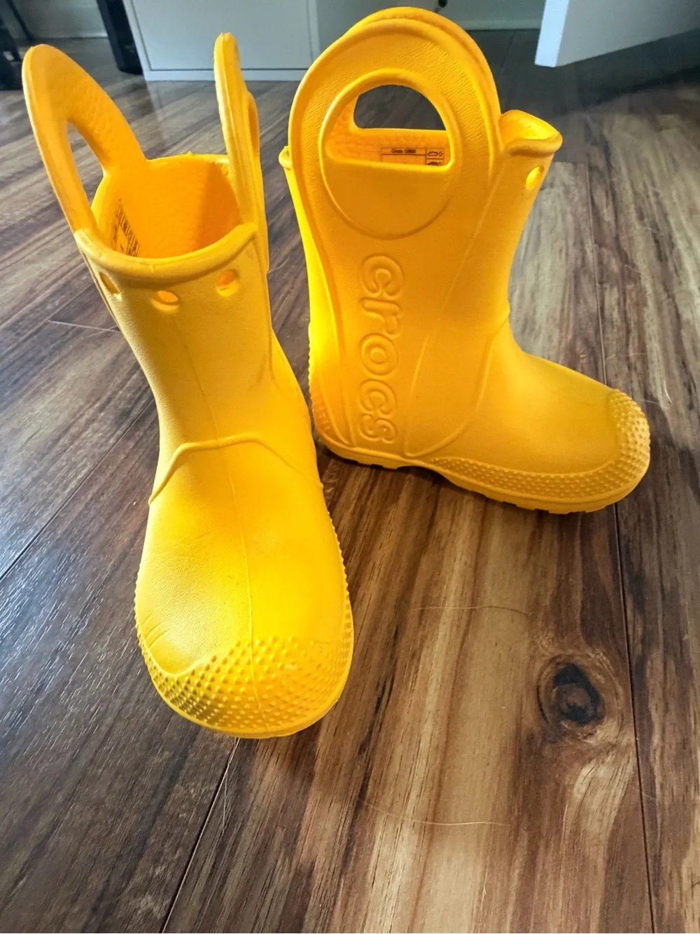 CROCS Kids Yellow Waterproof Handle Rain Boots